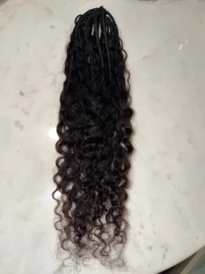 Boho Crochet Box Braids with Human Hair Curls Pre-Looped Deep Wave 20 Strands