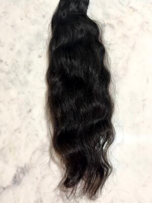 Natural wave Indian hair bundle in Natural 1B with soft texture and full density