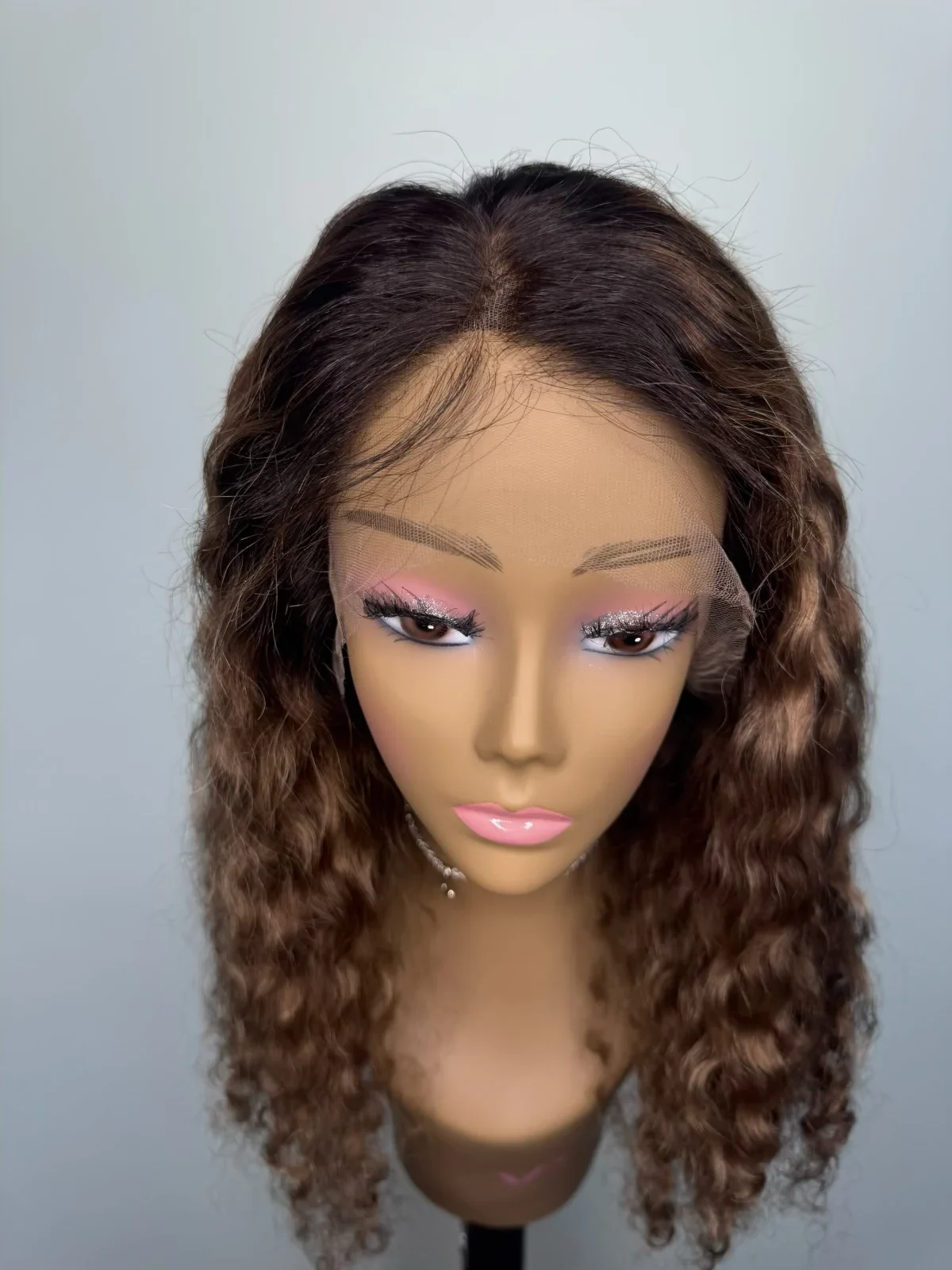 Brazilian Deep Wave Lace Front Wig (18”) – Highlighted Brown Blend - Image 4
