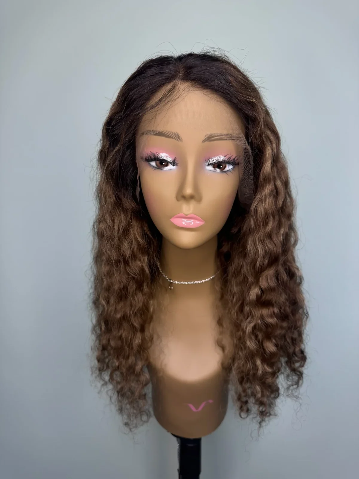 Brazilian Deep Wave Lace Front Wig (18”) – Highlighted Brown Blend - Image 3