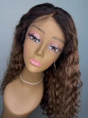 Brazilian Deep Wave Lace Front Wig (18”) – Highlighted Brown Blend
