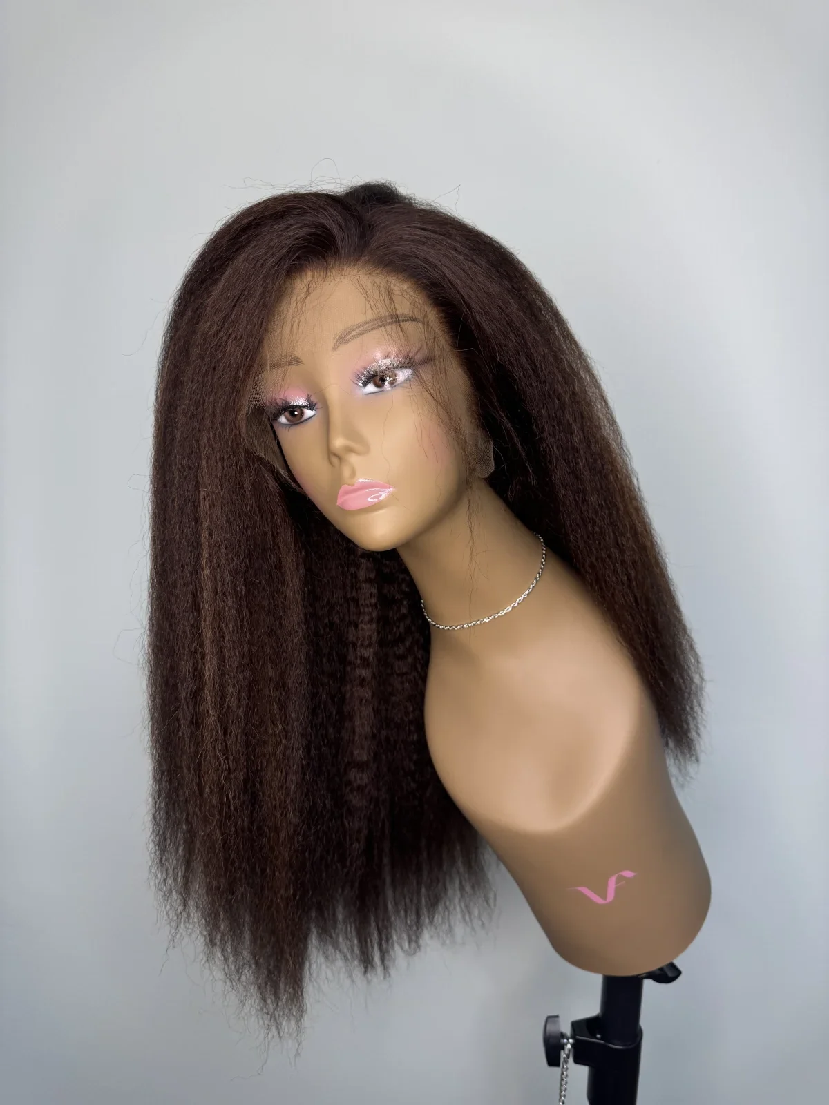 Virgin Indian Kinky Straight HD Lace Wig (18”) – Color 3/30 | Adjustable - Image 2