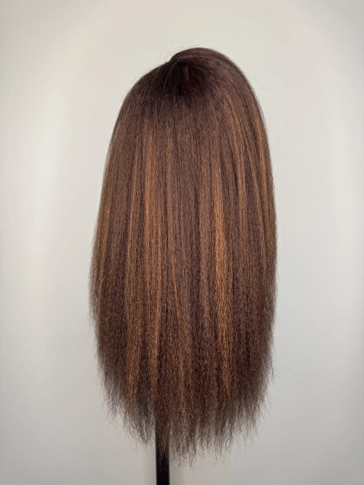 Virgin Indian Kinky Straight HD Lace Wig (18”) – Color 3/30 | Adjustable - Image 3